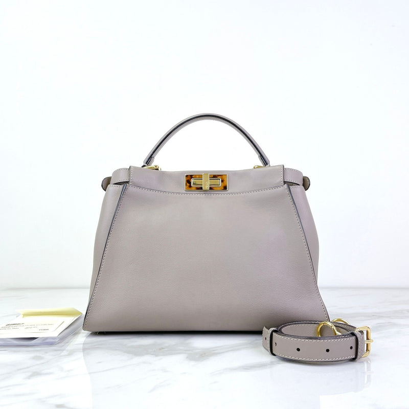 Peekaboo Leather Medium Grey Tortoiseshell