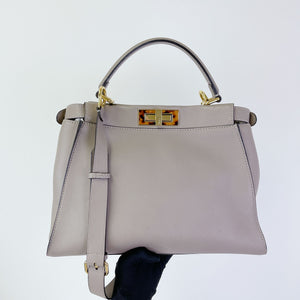 Peekaboo Leather Medium Grey Tortoiseshell