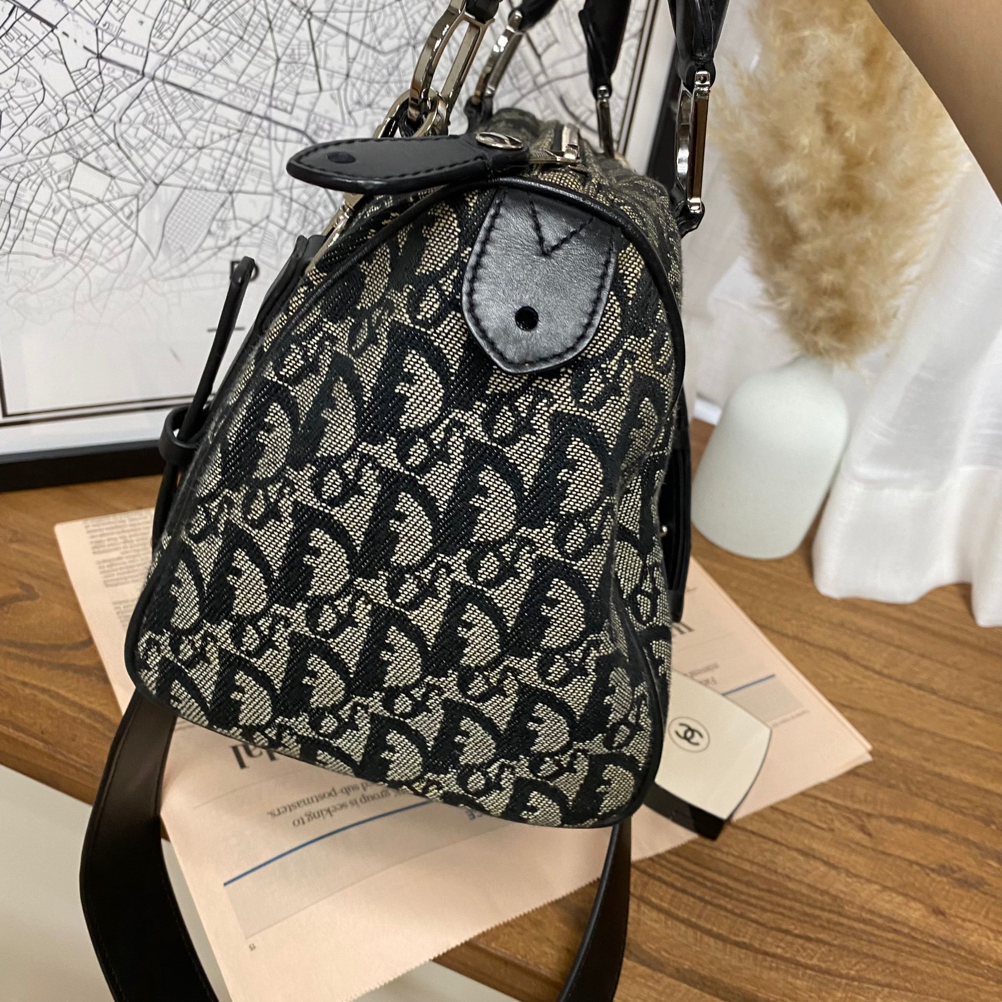 Oblique Canvas Boston Bag Black – Bag Religion