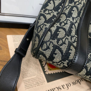 Oblique Canvas Boston Bag Black