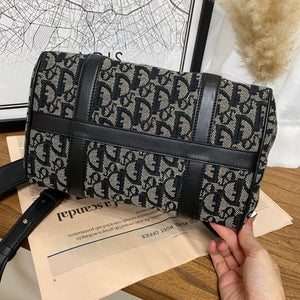 Oblique Canvas Boston Bag Black