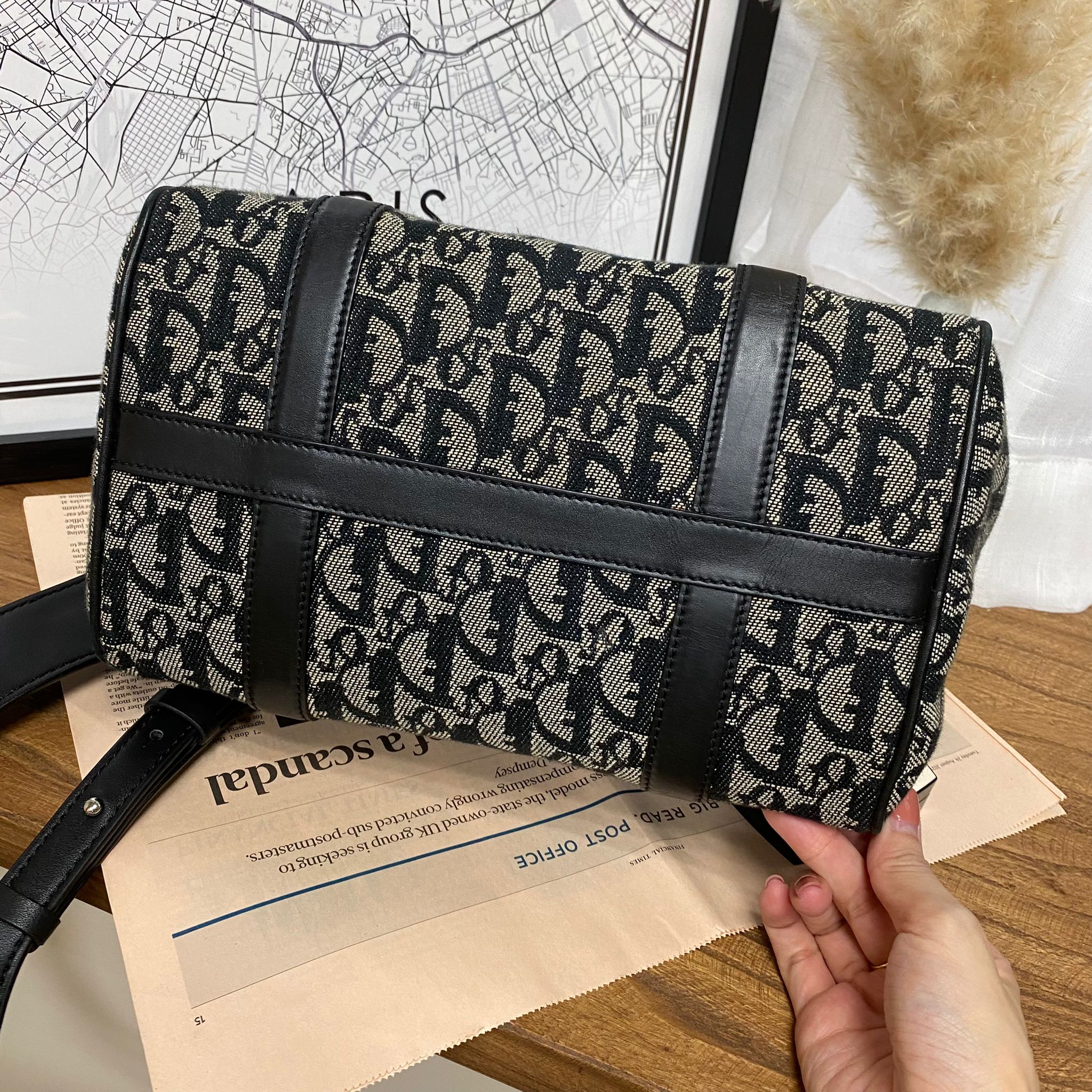 バッグ Christian Dior Boston Bag Ethnic Line Christian Dior New Line Calfskin Small Boston Bag Black