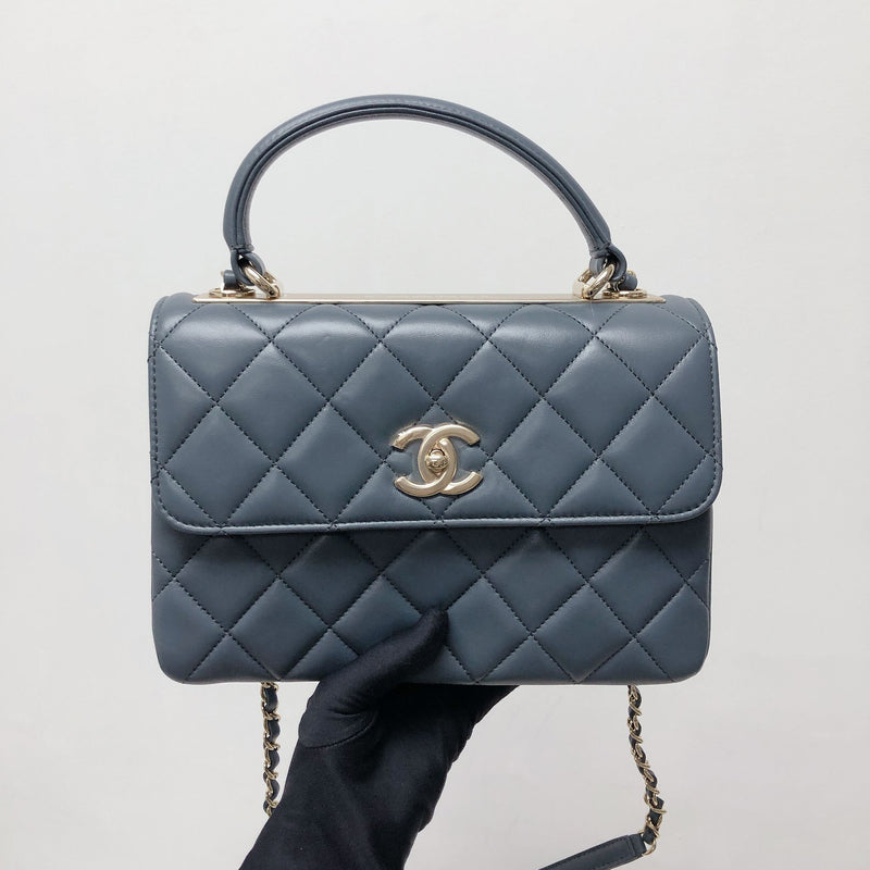 Chanel Small Trendy CC Top Handle Flap in Beige Lambskin in LGHW