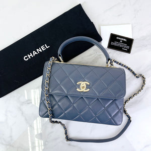 Trendy CC Flap Small Lambskin Grey Blue GHW
