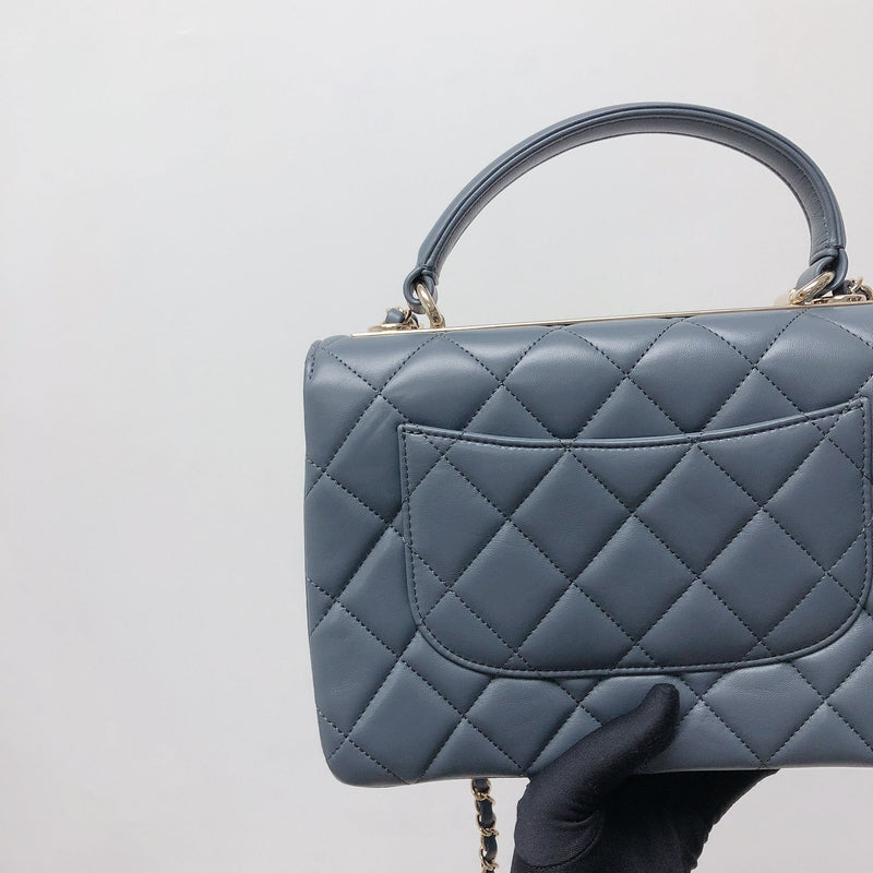 Trendy CC Flap Small Lambskin Grey Blue GHW