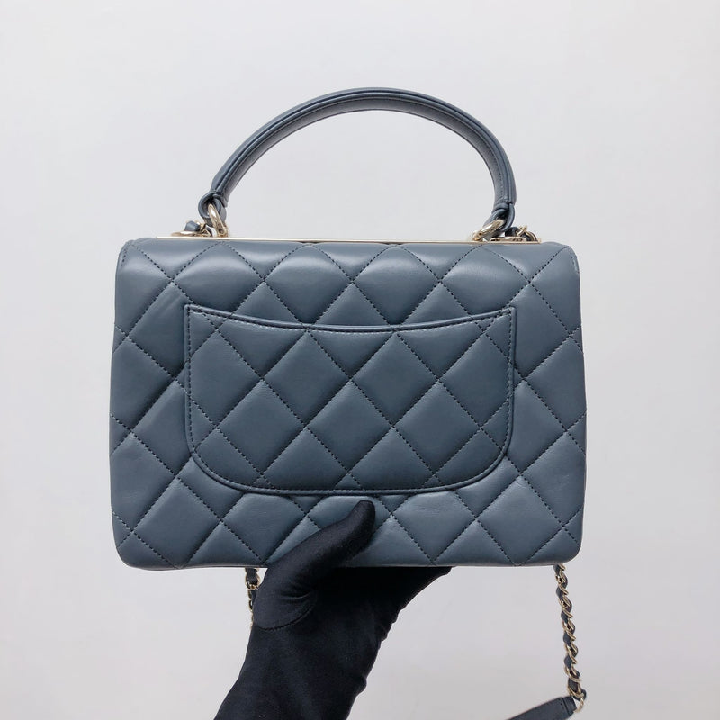 Trendy CC Flap Small Lambskin Grey Blue GHW