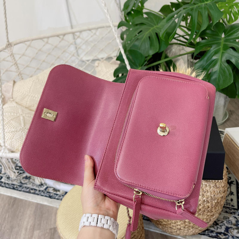 Business Affinity Flap Caviar Pink GHW