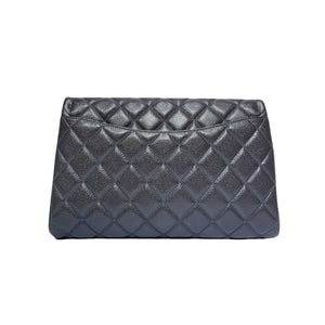 Classic Clutch w/chain Caviar Charcoal Grey SHW