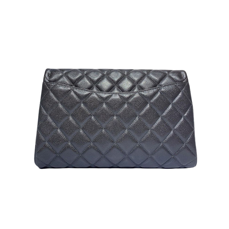 Classic Clutch w/chain Caviar Charcoal Grey SHW