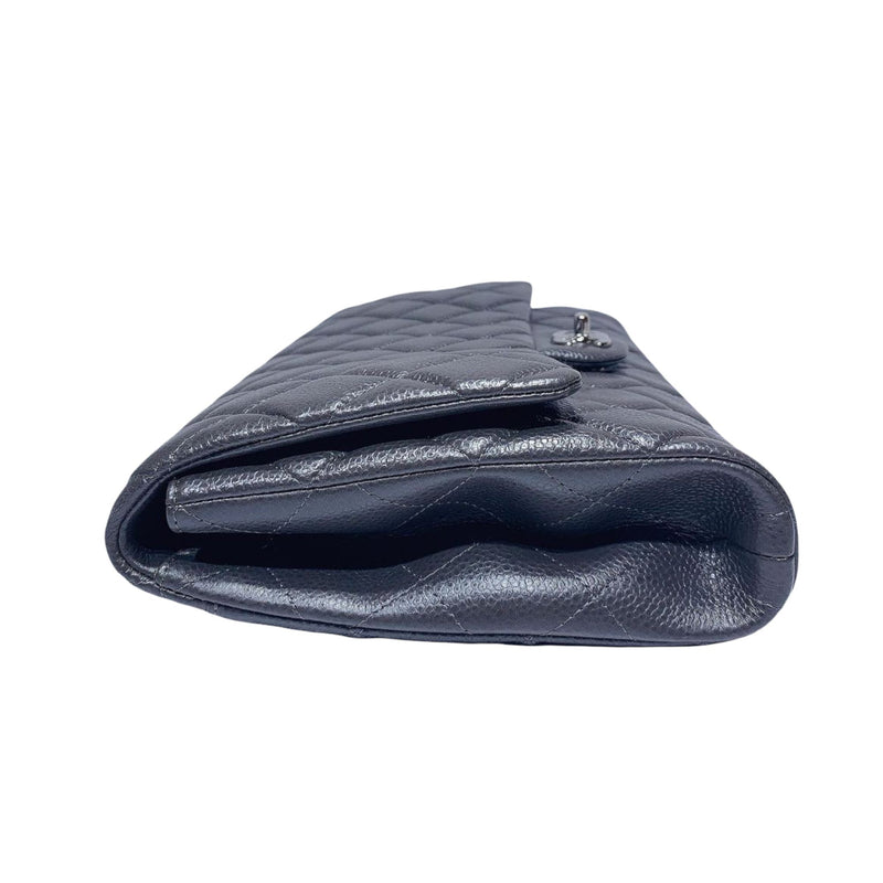 Classic Clutch w/chain Caviar Charcoal Grey SHW