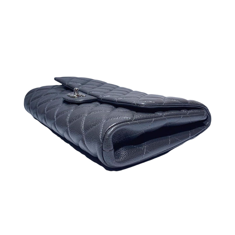 Classic Clutch w/chain Caviar Charcoal Grey SHW