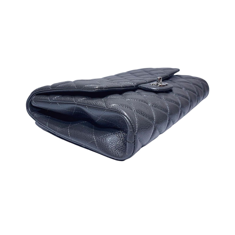 Classic Clutch w/chain Caviar Charcoal Grey SHW
