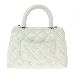 Coco Handle Mini Caviar Iridescent White LGHW