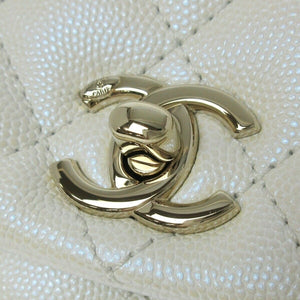 Coco Handle Mini Caviar Iridescent White LGHW
