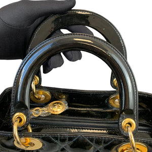 Lady Dior Medium Patent Black GHW