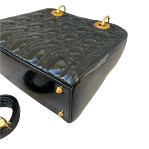 Lady Dior Medium Patent Black GHW