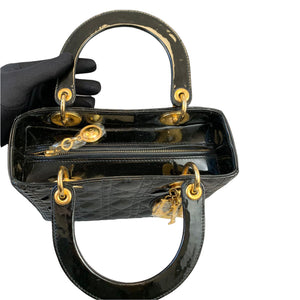 Lady Dior Medium Patent Black GHW