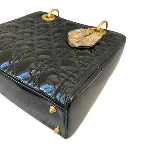 Lady Dior Medium Patent Black GHW