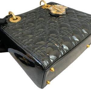 Lady Dior Medium Patent Black GHW