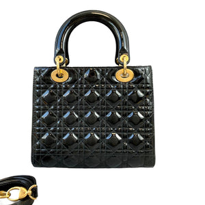 Lady Dior Medium Patent Black GHW