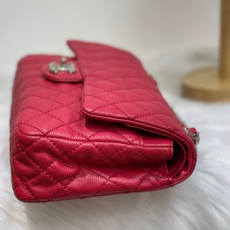 Chanel 14C Sakura Pink Caviar Double Flap Quilted Jumbo SHW – Coco