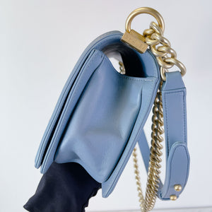 Boy Old Medium Lambskin Light Blue GHW