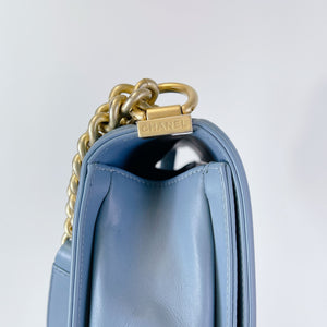 Boy Old Medium Lambskin Light Blue GHW
