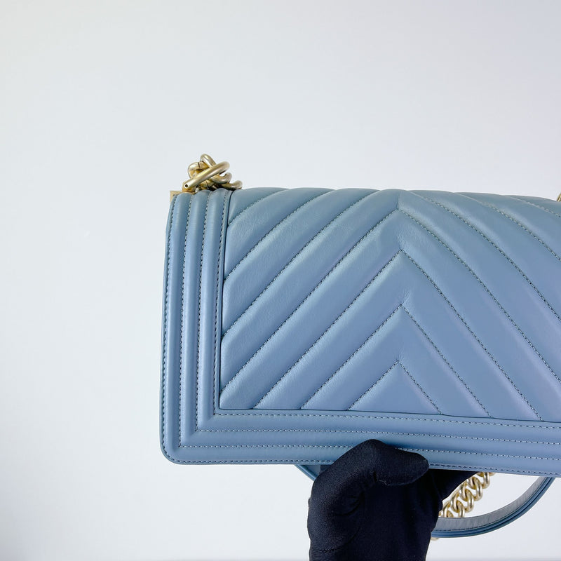 Boy Old Medium Lambskin Light Blue Ghw | Bag Religion
