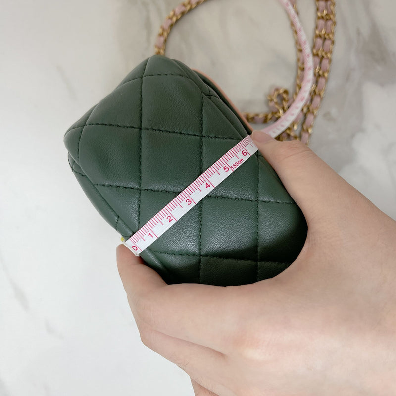 Two Toned Flap Lambskin Green/Pink GHW