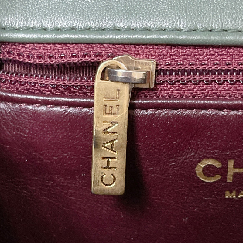 Two Toned Flap Lambskin Green/Pink GHW