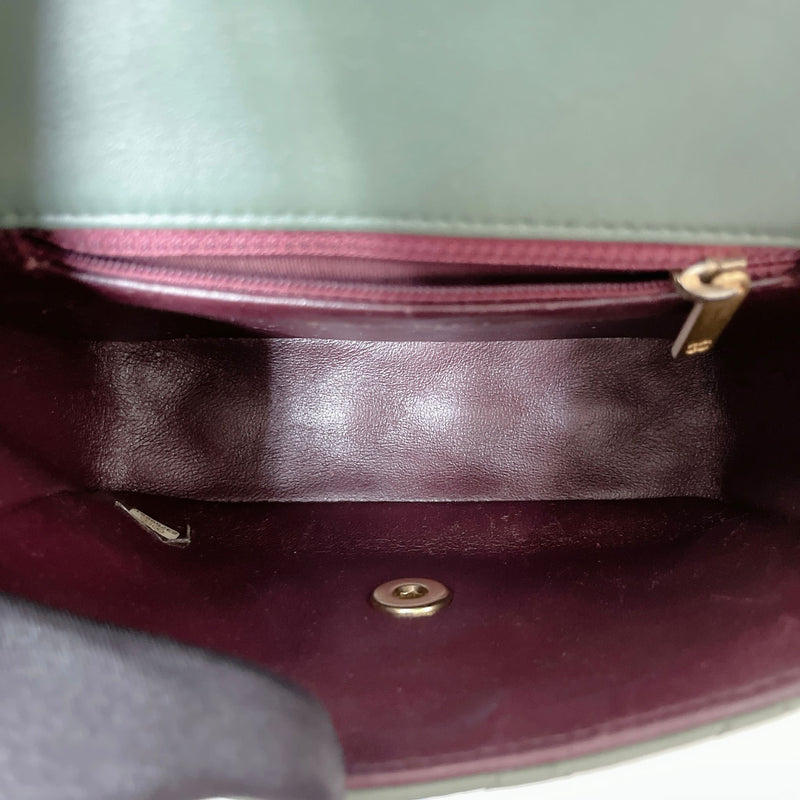 Two Toned Flap Lambskin Green/Pink GHW