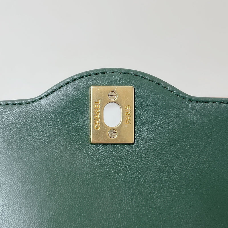 Two Toned Flap Lambskin Green/Pink GHW