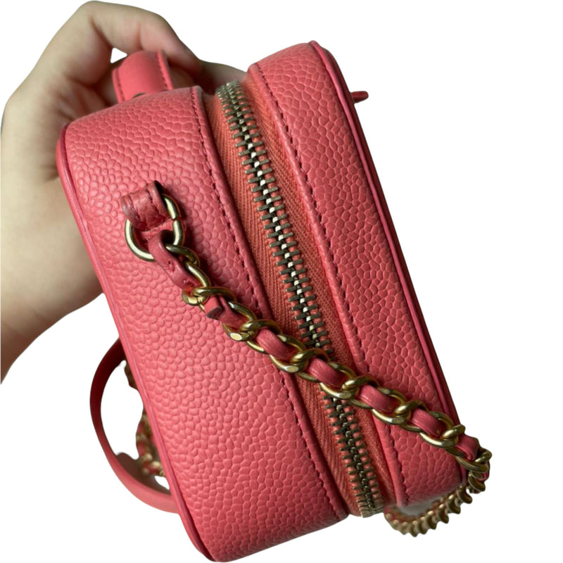 Filigree Vanity Case Small Caviar Pink GHW
