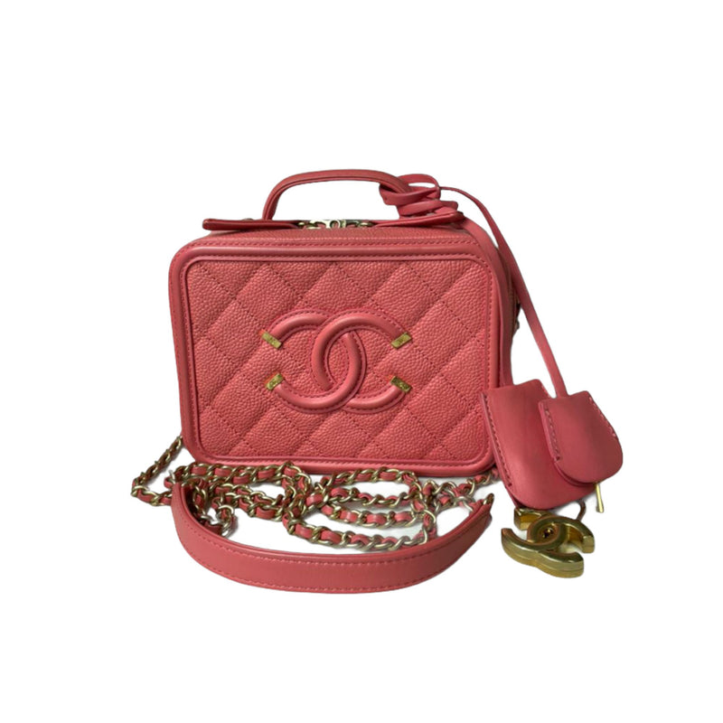 Chanel Filigree Vanity Case Small Caviar Pink GHW – Bag Religion