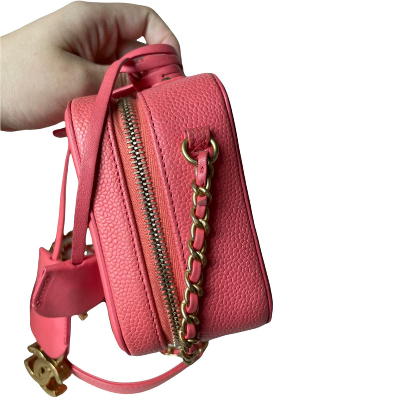 Filigree Vanity Case Small Caviar Pink GHW