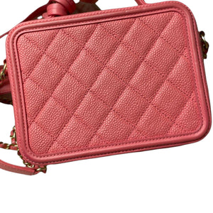 Filigree Vanity Case Small Caviar Pink GHW