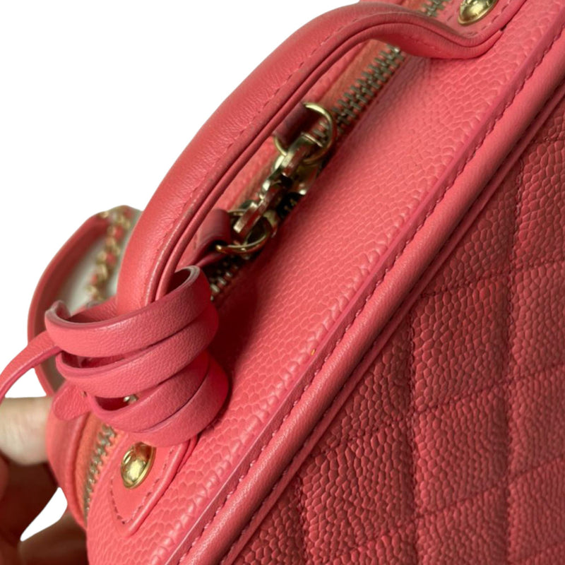 Filigree Vanity Case Small Caviar Pink GHW