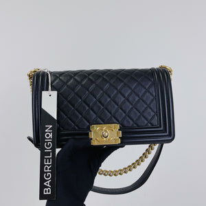 Boy Medium Calfskin Black GHW
