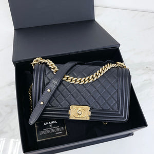 Boy Medium Calfskin Black GHW
