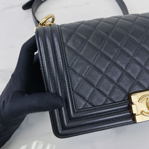 Boy Medium Calfskin Black GHW