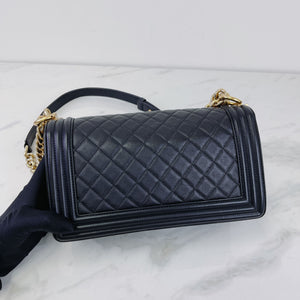 Boy Medium Calfskin Black GHW