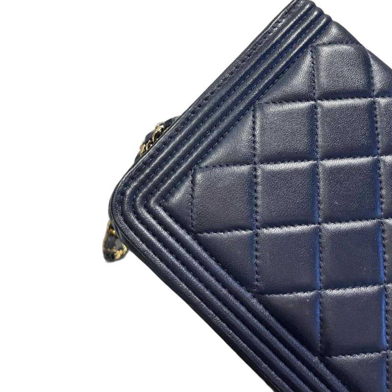 Boy Wallet On Chain Blue Lambskin GHW