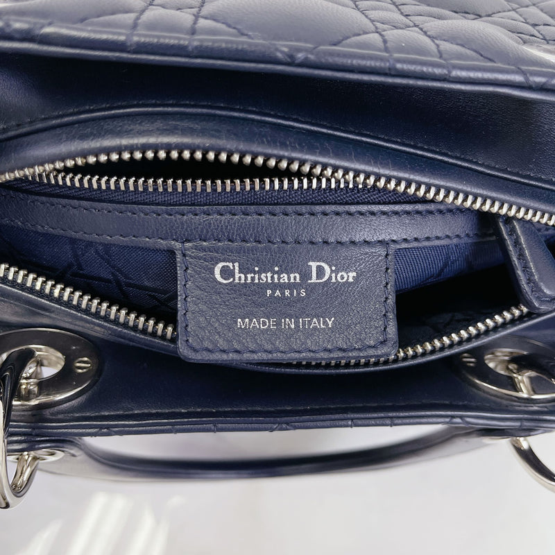 Lady Dior Medium Lambskin Navy Blue SHW