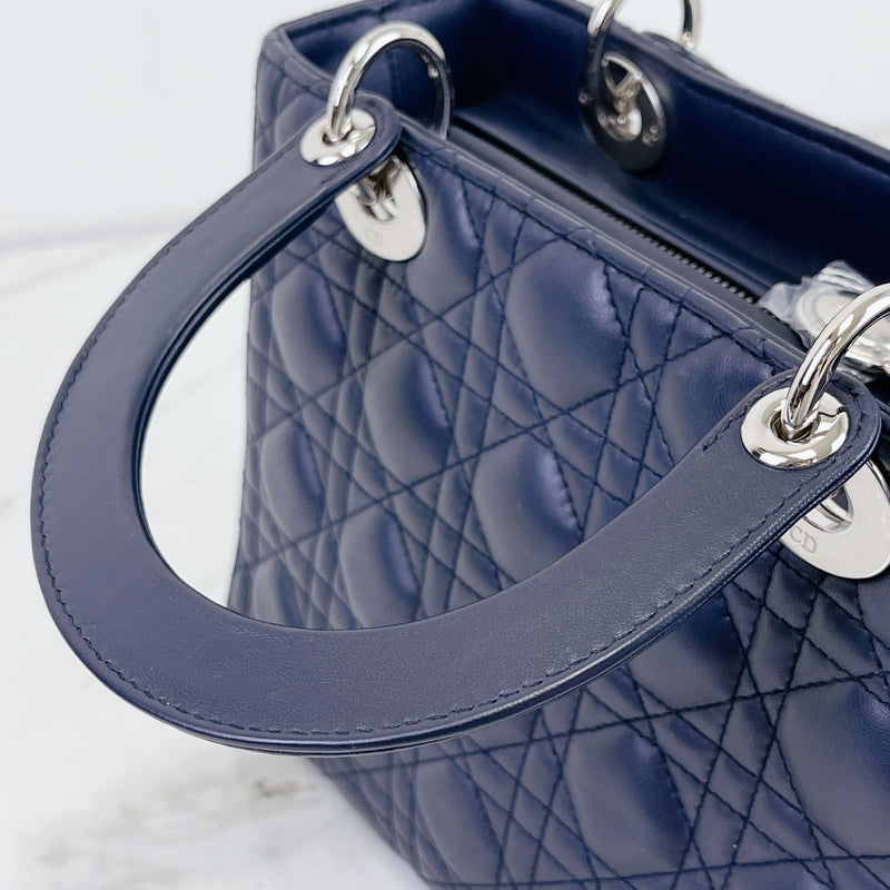 Lady Dior Medium Lambskin Navy Blue SHW