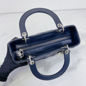 Lady Dior Medium Lambskin Navy Blue SHW