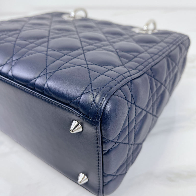 Lady Dior Medium Lambskin Navy Blue SHW