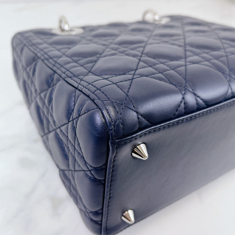 Lady Dior Medium Lambskin Navy Blue SHW