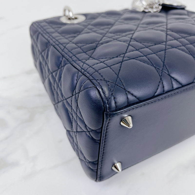 Lady Dior Medium Lambskin Navy Blue SHW