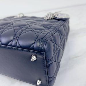 Lady Dior Medium Lambskin Navy Blue SHW