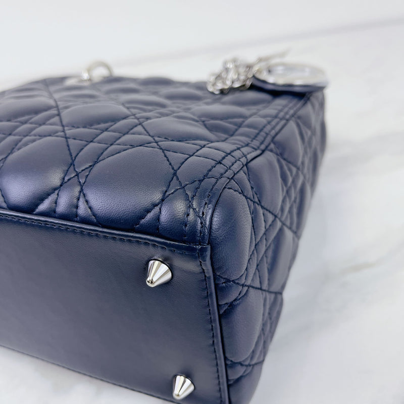 Lady Dior Medium Lambskin Navy Blue SHW